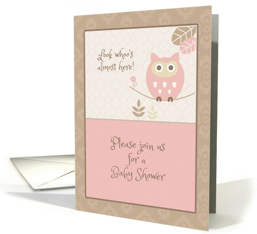 Pink Owl, Baby Shower Invitation for Girl card (1362528)