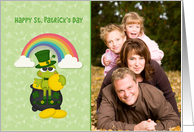 Saint Patrick’s Day Frog, Pot of Gold with Rainbow, Photo Card