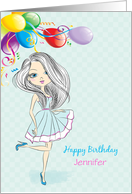 Fashionable Girl, Happy Birthday, Customize Name card