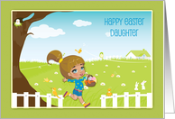 Spring Scene, Little Girl, Happy Easter Daughter card