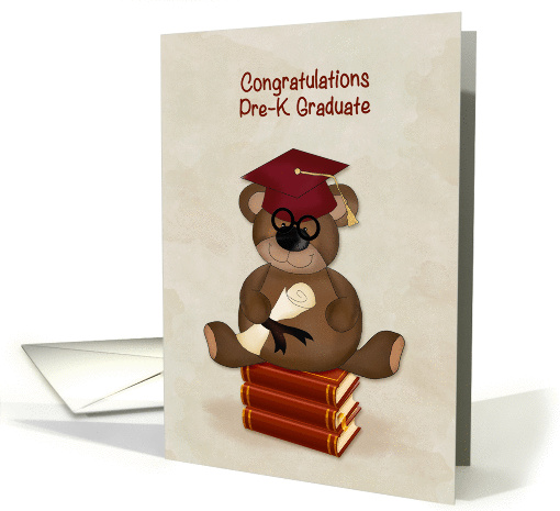 Studious Bear, Congratulations, Pre-K Graduate card (1365442)