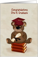 Studious Bear, Congratulations, Pre-K Graduate card
