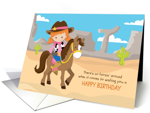 Cowgirl, Red Hair, Horse, Desert card (1366156)