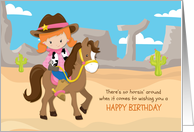 Cowgirl, Red Hair, Horse, Desert card
