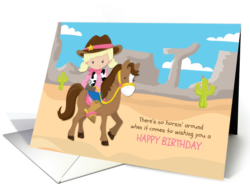 Cowgirl, Blonde Girl, Horse, Desert card (1366266)