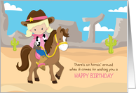 Cowgirl, Blonde Girl, Horse, Desert card