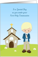 First Communion, Blonde Boy, Church card