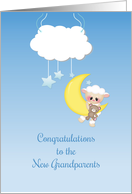 Congratulations New Grandparents, Lamb, Moon, Cloud card