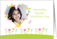 Floral Heart Frame, Tulips, Happy Mother’s Day Grandma, Custom Photo card