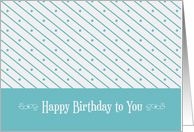Blue Diagonal Lines, Dots, Happy Birthday card