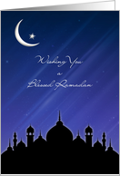 Mosque Silhouette, Starry Sky, Ramadan card