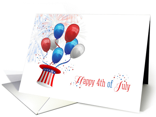 Fourth of July, Balloons, Fireworks card (1377214)