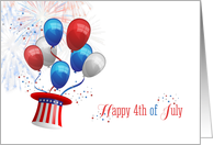 Fourth of July, Balloons, Fireworks card