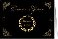 Elegant Gold and Black, Graduation Congratulations, Customize card