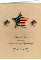 Military Sympathy Thank You, Patriotic Stars card