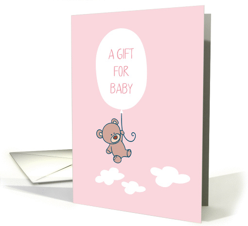 Bear with Balloon, Gift for Baby Girl, Pink card (1383340)