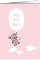 Bear with Balloon, Gift for Baby Girl, Pink card