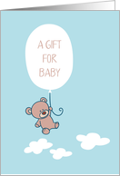 Bear with Balloon, Gift for Baby Boy, Blue card