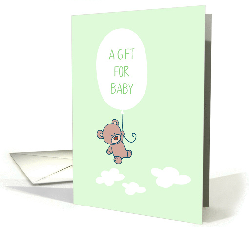 Bear with Balloon, Gift for Baby, Gender Neutral Green card (1383350)