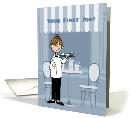 Congratulations, First Job, Food Service, Young Woman card (1385246)