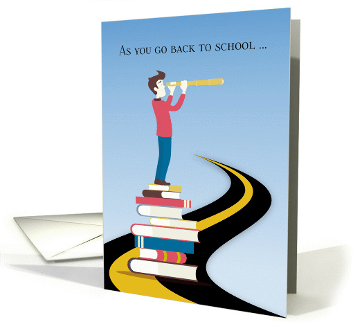 Back to School, Young Man, Books, Road card (1390696)