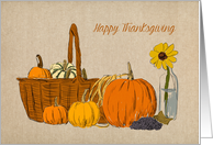 Autumn Basket with Pumpkins, Thanksgiving card
