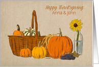 Autumn Basket with Pumpkins, Thanksgiving, Customize card