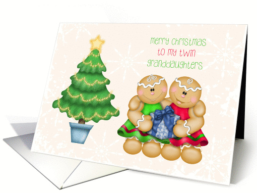 Two Gingerbread Girls, Merry Christmas Twin Granddaughters card