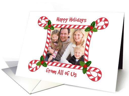 Candy Cane Frame, Happy Holidays Photo Card, from All of Us card
