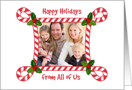 Candy Cane Frame, Happy Holidays Photo Card, from All of Us card