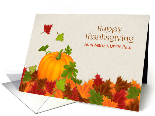 Autumn Leaves and Pumpkin, Thanksgiving, Customize card (1392454)