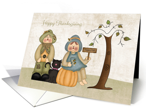 Thanksgiving Folk Art Couple card (1392458)