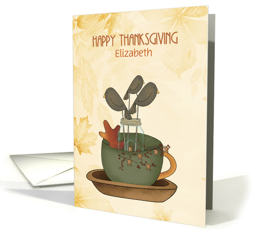 Thanksgiving Folk Art, Black Crows, Mug Customize card (1392778)