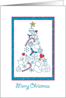 Christmas Tree with Holiday Symbols, Merry Christmas card