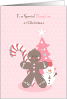Christmas Gingerbread in Pink for Daughter card