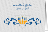 Happy Hanukkah, Mom & Dad, Menorah with Star of David card