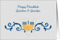 Happy Hanukkah, Grandparents, Menorah with Star of David card