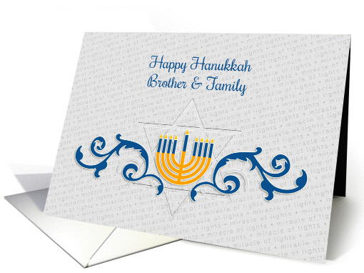 Happy Hanukkah, Brother & Family, Menorah with Star of David card