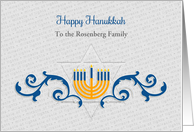 Happy Hanukkah, Menorah with Star of David, Personalize card