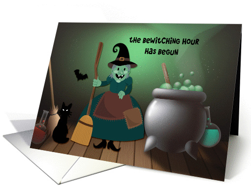 Witch with Cauldron, Halloween card (1396878)