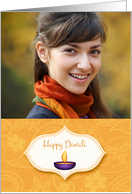 Gold Paisley with Diya, Diwali Photo Card