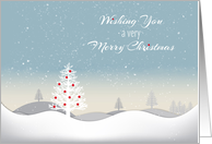 Winter Scene with White Tree, Merry Christmas card