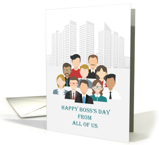 Boss's Day from All of Us, Business Team with City card (1401838)