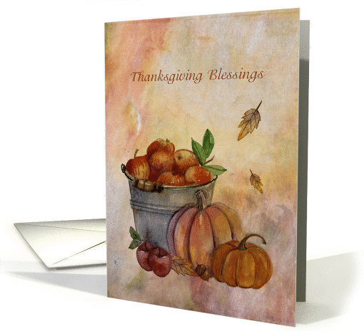 Autumn Apples and Pumpkins, Thanksgiving Blessings card (1402530)