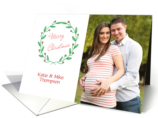 Merry Christmas Wreath Photo card (1405012)
