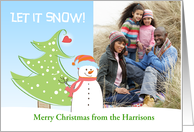 Whimsical Holiday Snowman Photo Card