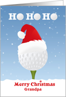 Golf Ball with Santa Hat for Grandpa, Merry Christmas card