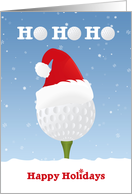 Happy Holidays Golf Ball with Santa Hat card