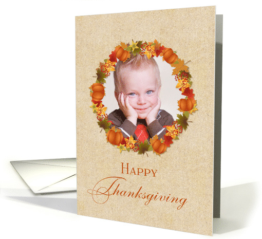 Autmn Leaves and Pumpkins, Thanksgiving Photo card (1405418)