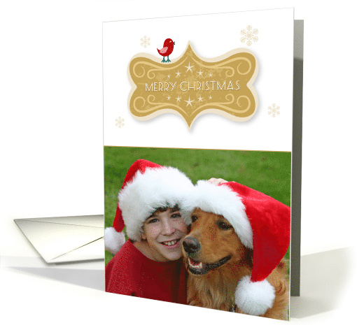 Golden Merry Christmas Tag Photo card (1405536)